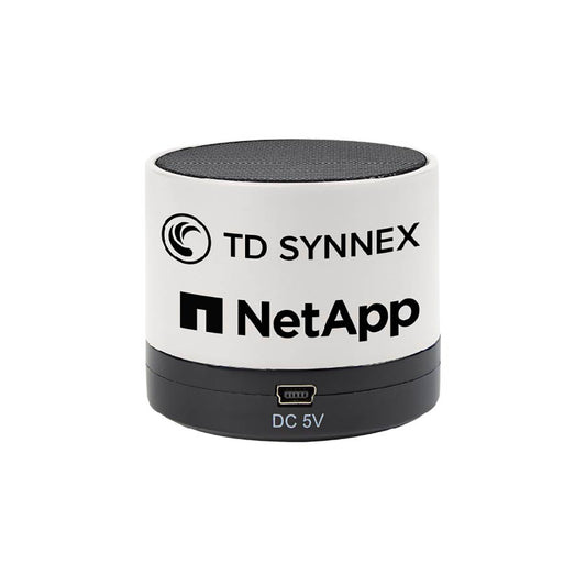 White Wireless Mini Cylinder Speaker - TD Synnex + NetApp