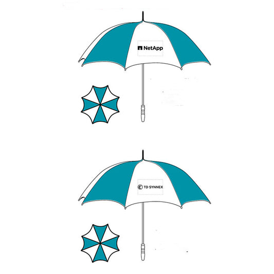 60" Teal and White Golf Umbrella - TD Synnex + NetApp